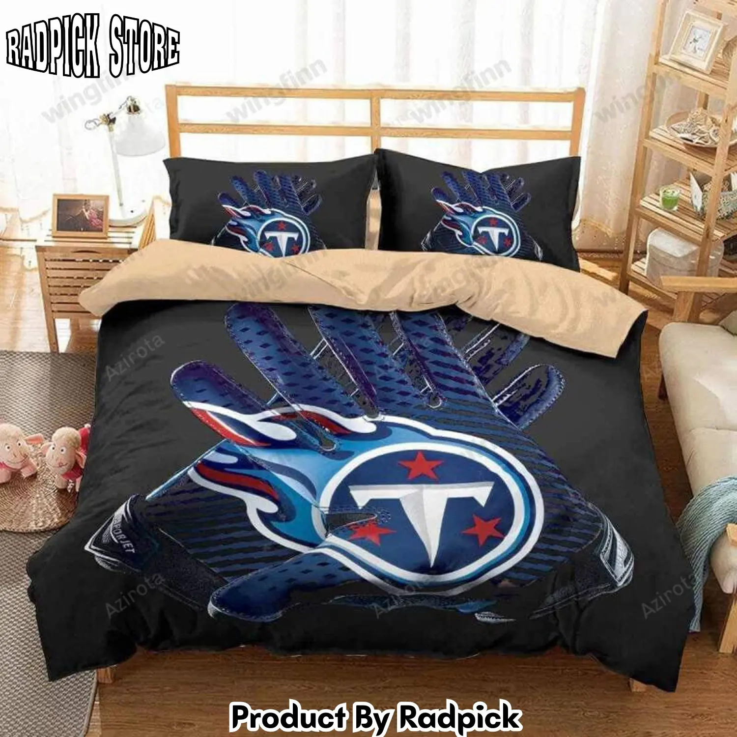 Radpick 3d customize tennessee titans 3pcs bedding set duvet cover and pillow cases gift for fan rp3278976